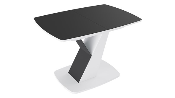 Кухонный раскладной стол Гарда тип 1, цвет Белый/Стекло матовое черный графит в Артеме - изображение
