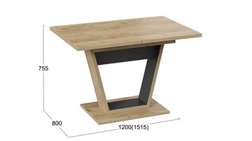 Кухонный раскладной стол Гавана тип 1 (Дуб крафт золотой/Черный) в Артеме - предосмотр 5