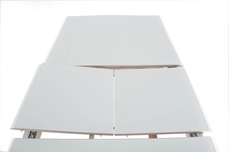 Обеденный раздвижной стол Кабриоль GLASS 1200х800, (Тон 9 - Эмаль белая + Белое стекло) во Владивостоке - изображение 4