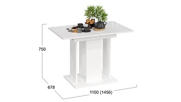 Кухонный раздвижной стол Кёльн тип 1 (Белый, Стекло Белый глянец) в Артеме - предосмотр 2