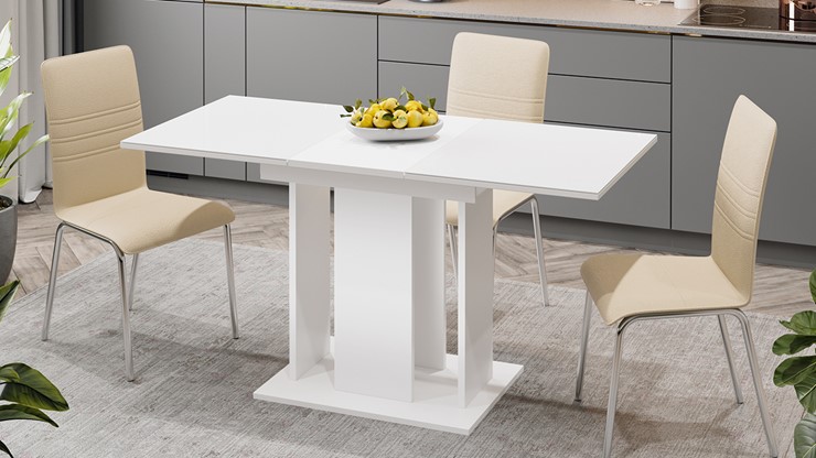Кухонный раздвижной стол Кёльн тип 1 (Белый, Стекло Белый глянец) в Артеме - изображение 3
