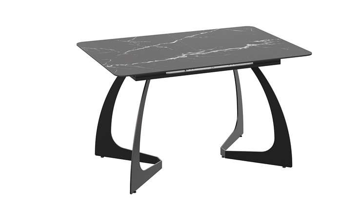 Кухонный стол раскладной Конкорд Тип 2 (Черный муар/Стекло матовое черный мрамор) во Владивостоке - изображение 2