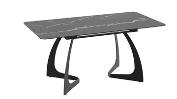 Кухонный стол раскладной Конкорд Тип 2 (Черный муар/Стекло матовое черный мрамор) в Артеме - предосмотр 3