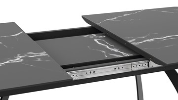 Кухонный стол раскладной Конкорд Тип 2 (Черный муар/Стекло матовое черный мрамор) в Артеме - предосмотр 4