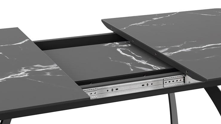 Кухонный стол раскладной Конкорд Тип 2 (Черный муар/Стекло матовое черный мрамор) в Артеме - изображение 4