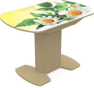 Кухонный стол раскладной Корсика исп. 2 Фотопечать (Цветы №3) 1200(1515)*800 во Владивостоке