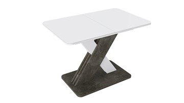 Кухонный стол раскладной Люксембург тип 1 (Белый/Ателье темный/Стекло белое матовое) в Уссурийске