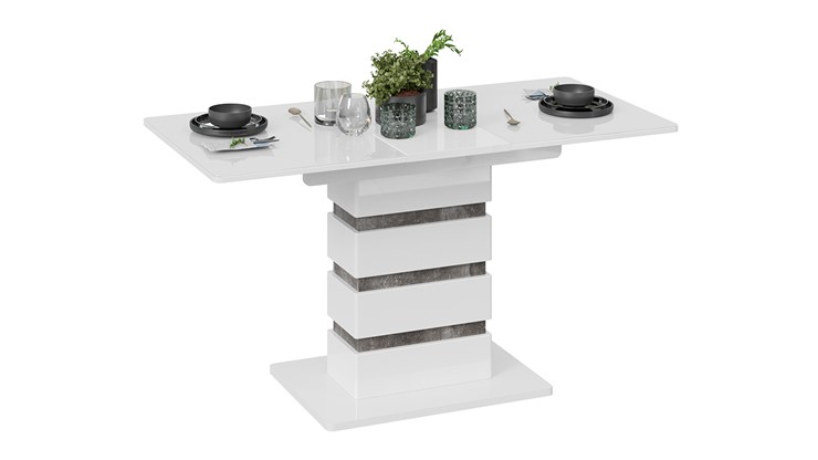 Кухонный раздвижной стол Мадейра тип 1 (Белый глянец/Ателье темный) в Артеме - изображение 1