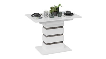 Кухонный раздвижной стол Мадейра тип 1 (Белый глянец/Ателье темный) в Артеме