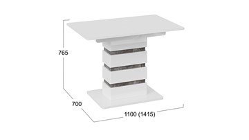 Кухонный раздвижной стол Мадейра тип 1 (Белый глянец/Ателье темный) в Артеме - предосмотр 5
