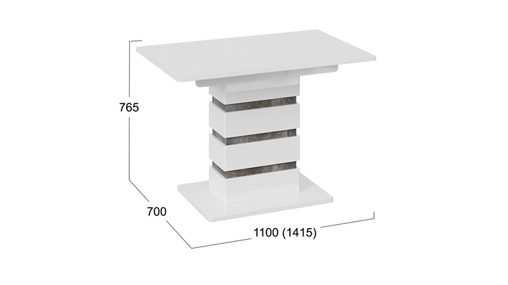 Кухонный раздвижной стол Мадейра тип 1 (Белый глянец/Ателье темный) в Артеме - изображение 5