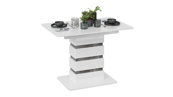 Кухонный раздвижной стол Мадейра тип 1 (Белый глянец/Ателье темный) в Артеме - изображение