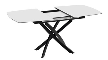 Кухонный раскладной стол Манхеттен Т1 (Черный муар/Стекло матовое белое) в Артеме - предосмотр 3