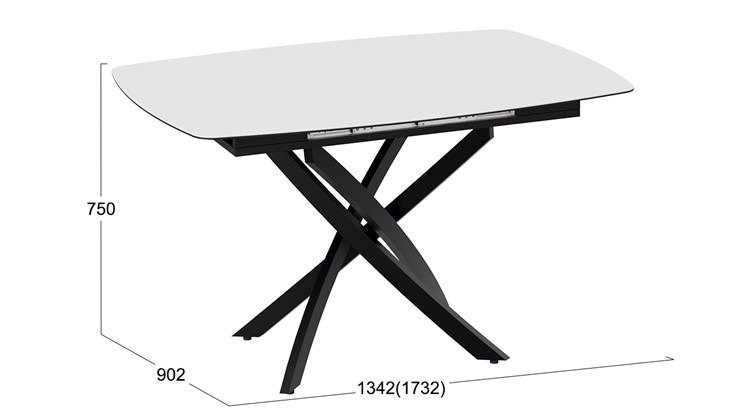 Кухонный раскладной стол Манхеттен Т1 (Черный муар/Стекло матовое белое) в Артеме - изображение 8