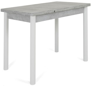 Кухонный стол раскладной Милан-1 EVO, ноги металлические белые, светлый цемент в Находке