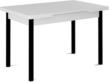 Кухонный раскладной стол Милан-1 EVO, ноги металлические черные, белый цемент во Владивостоке - предосмотр