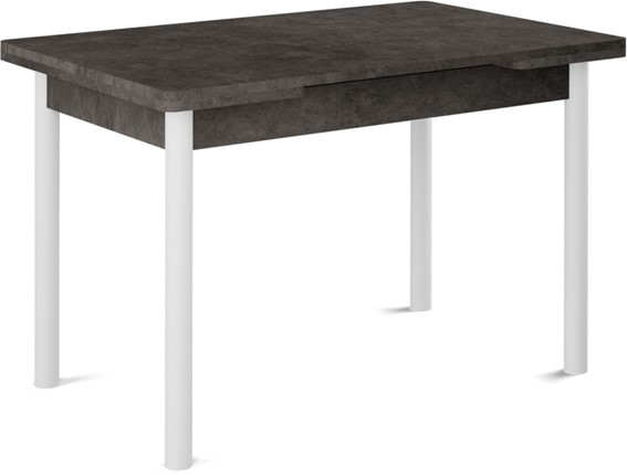 Кухонный стол раскладной Милан-2 EVO, ноги белые, серый камень в Уссурийске - изображение