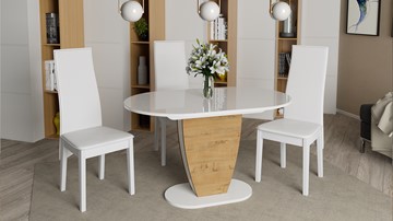 Кухонный раздвижной стол Монреаль тип 1 (Белый глянец/Бунратти) в Находке - предосмотр 2