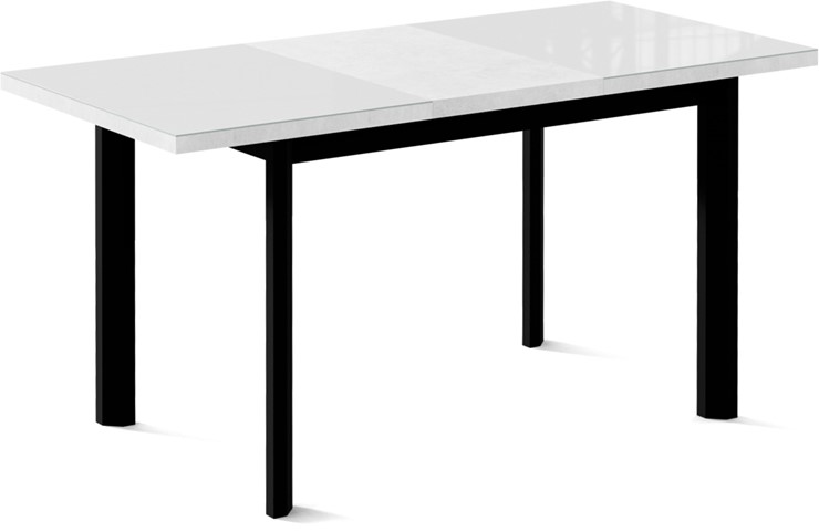 Кухонный раздвижной стол Нагано-2G (ноги черные, стекло cristal/белый цемент) во Владивостоке - изображение 1