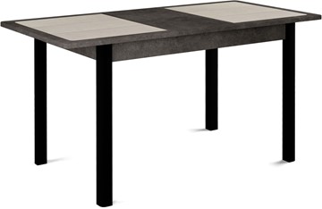 Кухонный стол раздвижной Ницца-1 ПЛ (ноги черные, плитка бежевая/серый камень) во Владивостоке - предосмотр 1