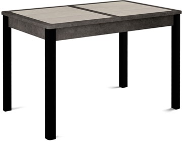 Кухонный стол раздвижной Ницца-1 ПЛ (ноги черные, плитка бежевая/серый камень) в Находке