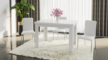 Кухонный раскладной стол Норман тип 1, цвет Белый/Стекло белый глянец в Находке - предосмотр 4