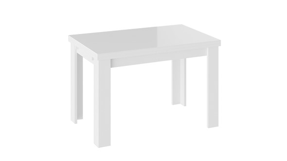 Кухонный раскладной стол Норман тип 1, цвет Белый/Стекло белый глянец в Находке - изображение