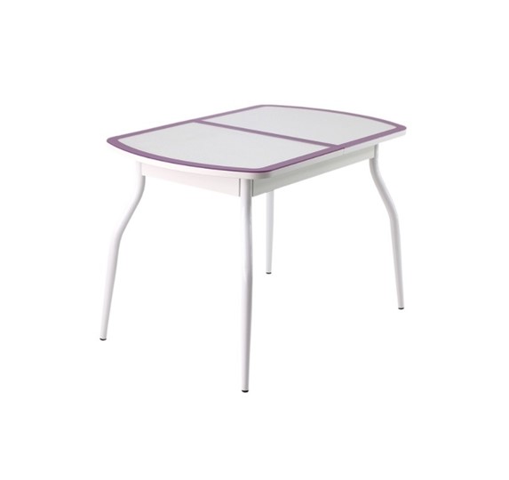 Раздвижной стол ПГ-01 СТК, белый/фиолетовый/крокодил белый/белый в Артеме - изображение 1