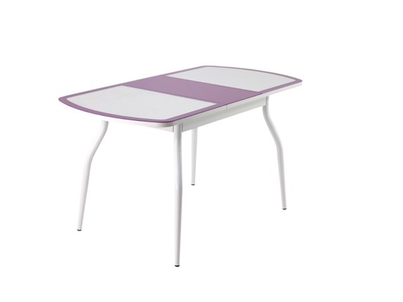 Раздвижной стол ПГ-01 СТК, белый/фиолетовый/крокодил белый/белый в Артеме - изображение