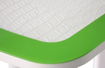Кухонный раздвижной стол ПГ-01 СТК, белый/зеленый/крокодил белый/белый в Артеме - предосмотр 1
