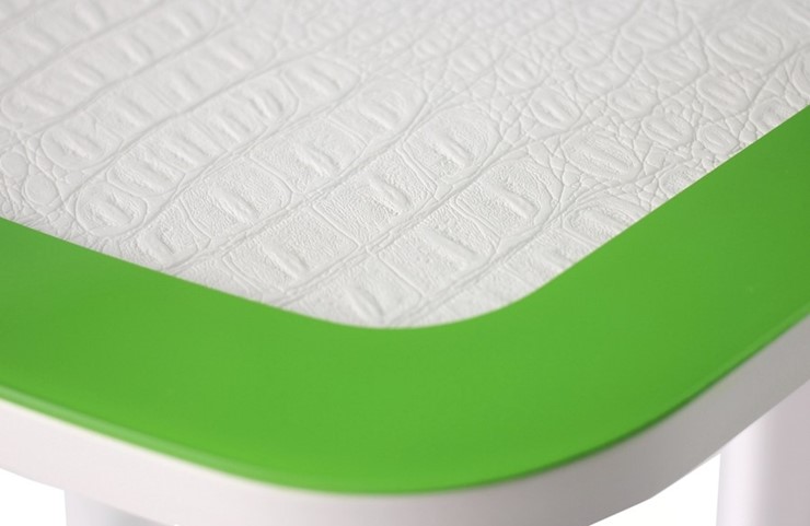 Кухонный раздвижной стол ПГ-01 СТК, белый/зеленый/крокодил белый/белый в Артеме - изображение 1