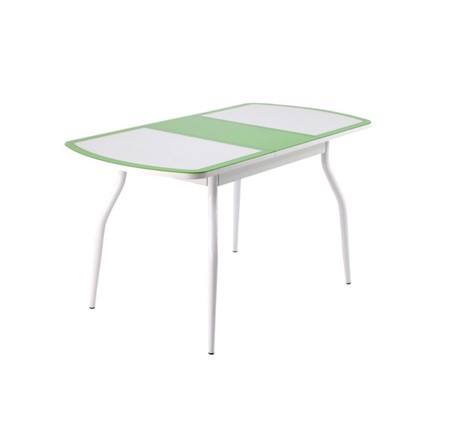 Кухонный раздвижной стол ПГ-01 СТК, белый/зеленый/крокодил белый/белый в Артеме - изображение