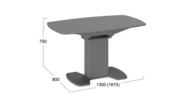 Кухонный раскладной стол Портофино (СМ(ТД)-105.02.11(1)), цвет Серое/Стекло серое матовое LUX в Артеме - предосмотр 1