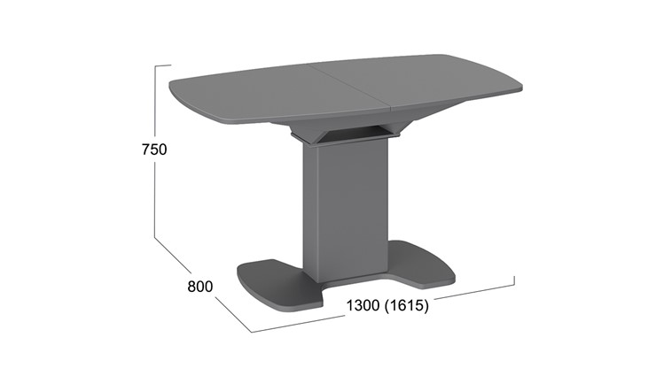 Кухонный раскладной стол Портофино (СМ(ТД)-105.02.11(1)), цвет Серое/Стекло серое матовое LUX в Артеме - изображение 1