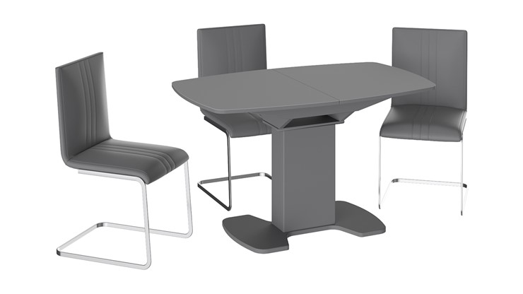 Кухонный раскладной стол Портофино (СМ(ТД)-105.02.11(1)), цвет Серое/Стекло серое матовое LUX в Артеме - изображение 2