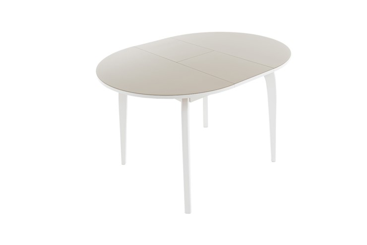 Кухонный стол раздвижной Ривьера исп. круг хром №5 (стекло белое/черный) в Артеме - изображение 2