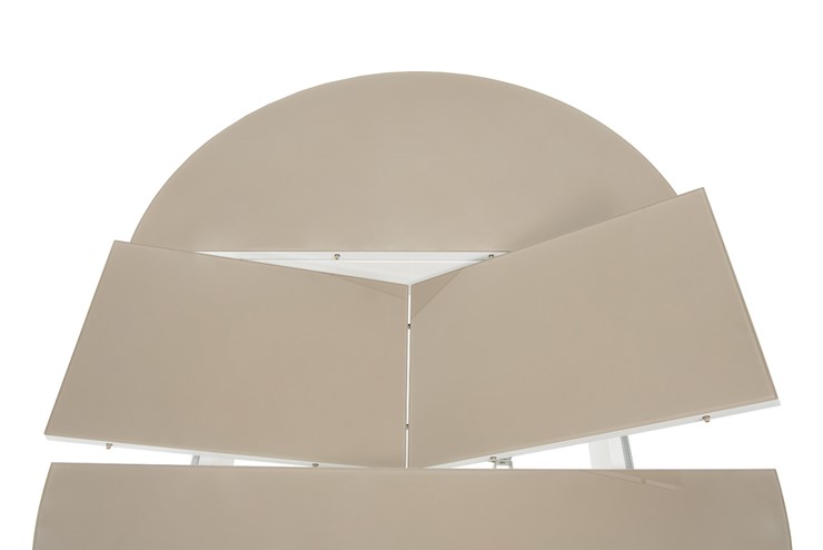 Кухонный стол раздвижной Ривьера исп. круг хром №5 (стекло белое/черный) в Находке - изображение 4