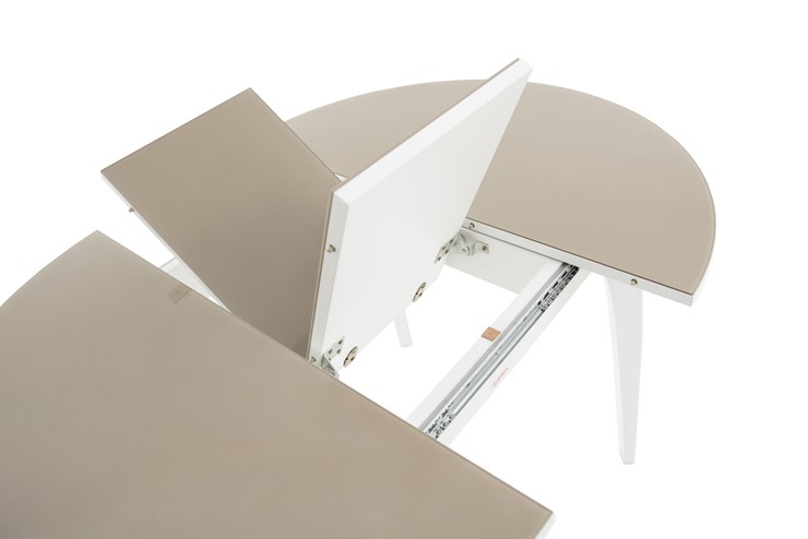 Кухонный стол раздвижной Ривьера исп. круг хром №5 (стекло белое/черный) в Артеме - изображение 5