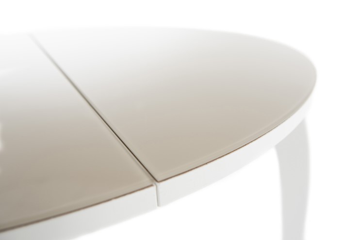 Кухонный стол раздвижной Ривьера исп. круг хром №5 (стекло белое/черный) в Находке - изображение 6