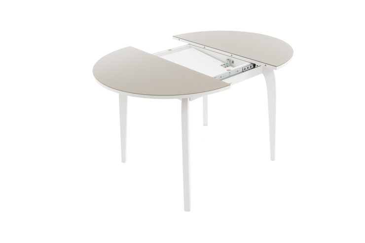 Кухонный стол раздвижной Ривьера исп. круг хром №5 (стекло белое/черный) в Артеме - изображение 7