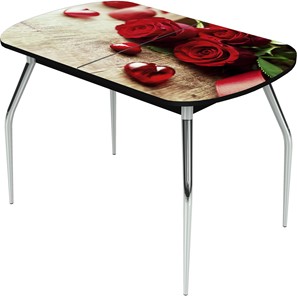 Кухонный стол раздвижной Ривьера исп.1 ноги метал. крашеные №24 Фотопечать (Цветы №33) в Артеме