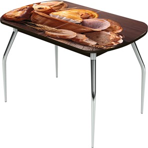 Кухонный раздвижной стол Ривьера исп.1 ноги метал. крашеные №24 Фотопечать (Хлеб №3 в Находке