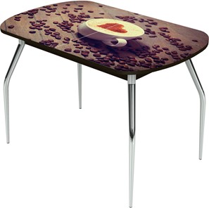 Кухонный раскладной стол Ривьера исп.1 ноги метал. крашеные №24 Фотопечать (Кофе №20) в Артеме