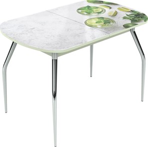 Кухонный стол раздвижной Ривьера исп.2 ноги метал. крашеные №24 Фотопечать (Фрукты №28) в Артеме