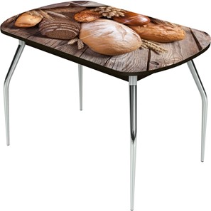Кухонный раздвижной стол Ривьера исп.2 ноги метал. крашеные №24 Фотопечать (Хлеб №1) в Артеме