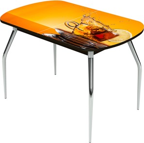 Кухонный раскладной стол Ривьера исп.2 ноги метал. крашеные №24 Фотопечать (Кофе №15) в Артеме