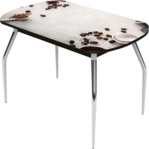 Кухонный стол раздвижной Ривьера исп.2 ноги метал. крашеные №24 Фотопечать (Кофе №27) в Артеме