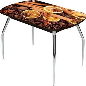 Кухонный стол раскладной Ривьера исп.2 ноги метал. крашеные №24 Фотопечать (Кофе №28) в Артеме