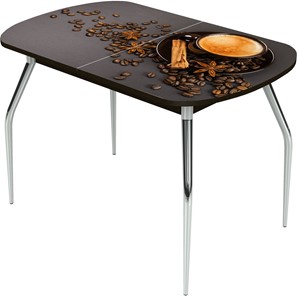 Кухонный стол раскладной Ривьера исп.2 ноги метал. крашеные №24 Фотопечать (Кофе №5) в Артеме