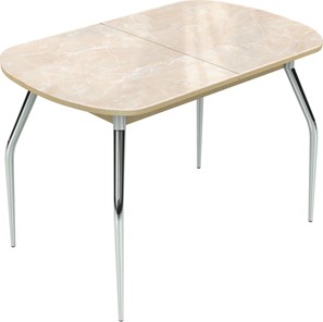 Кухонный раздвижной стол Ривьера исп.2 ноги метал. крашеные №24 Фотопечать (Мрамор №6) в Уссурийске